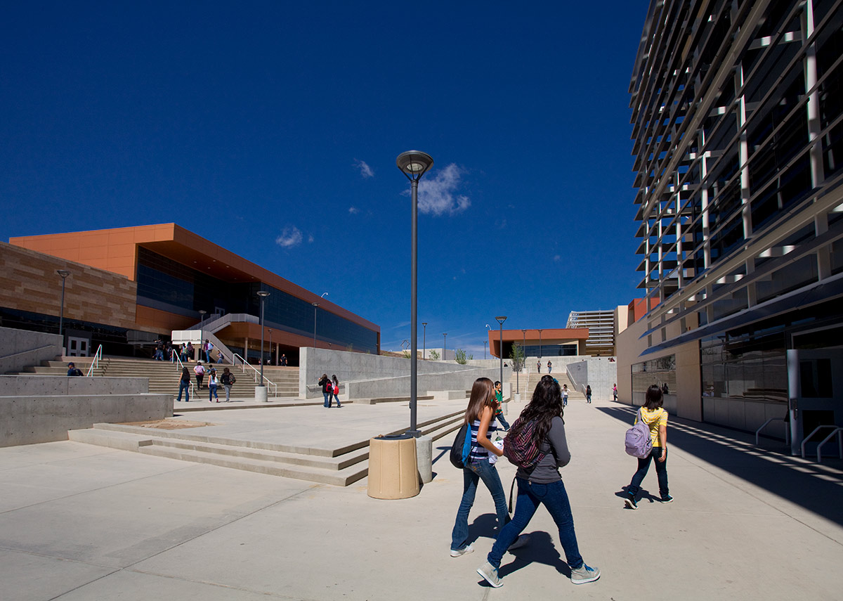Architectural campus view of Atrisco Academy High School - Albuquerque, NM